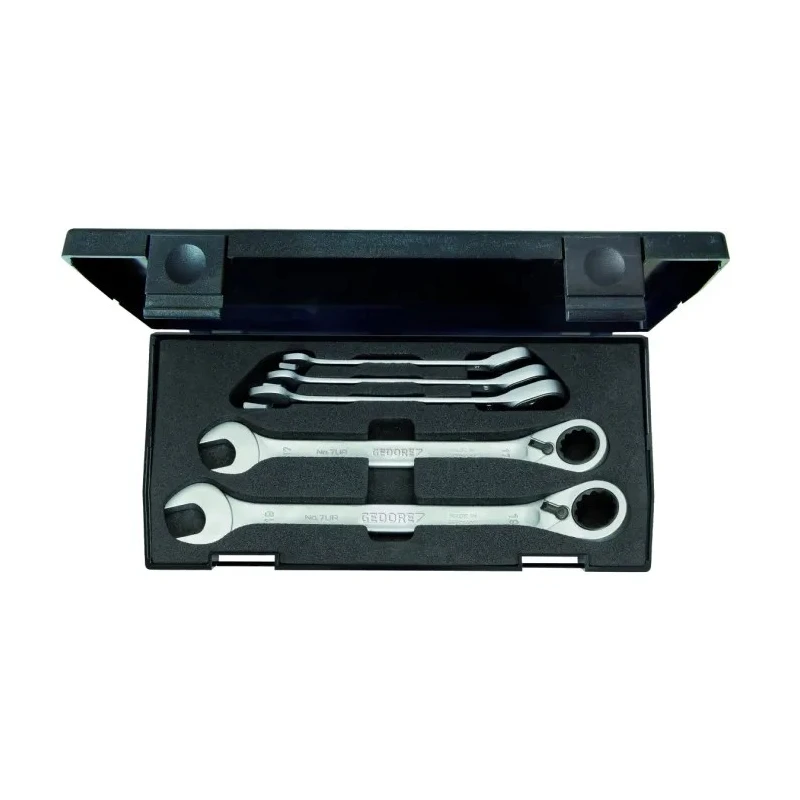 Gedore 5-Piece Ratchet Spanner Set, 8 to 19 mm, Vanadium Steel, Chrome Finish, Germany 7 UR-005