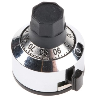Bourns Potentiometer Knob 22.2 mm Diameter Chrome Satin Dial 6 mm Shaft Circular H-23-6M