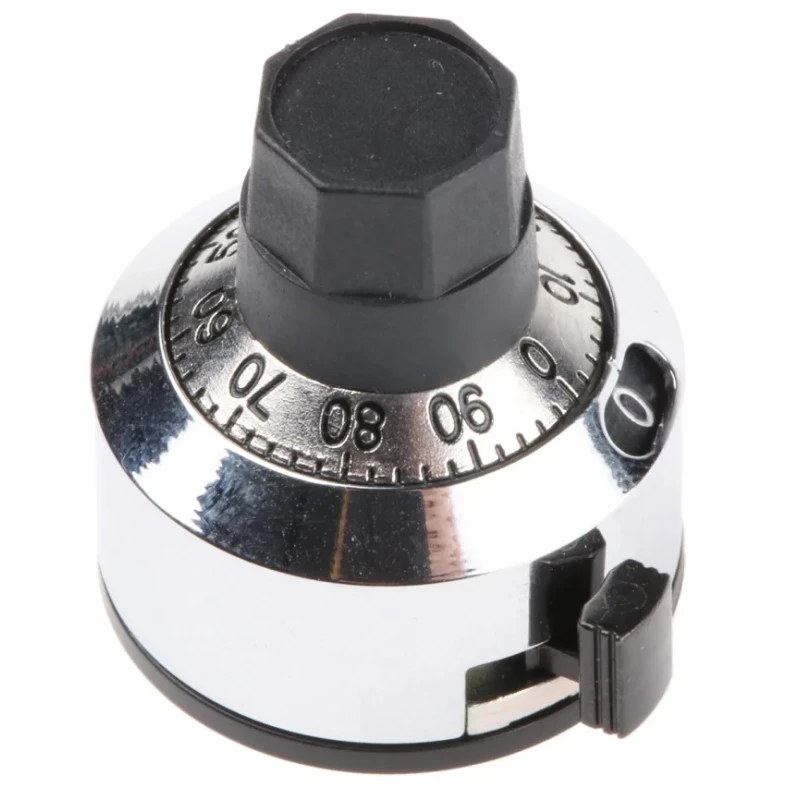 Bourns Potentiometer Knob 22.2 mm Diameter Chrome Satin Dial 6 mm Shaft Circular H-23-6M