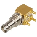 Amphenol RF Coaxial Connector Panel Mount Female HD BNC Connector 75 Ω Right Angle Body Through Hole 034-1030