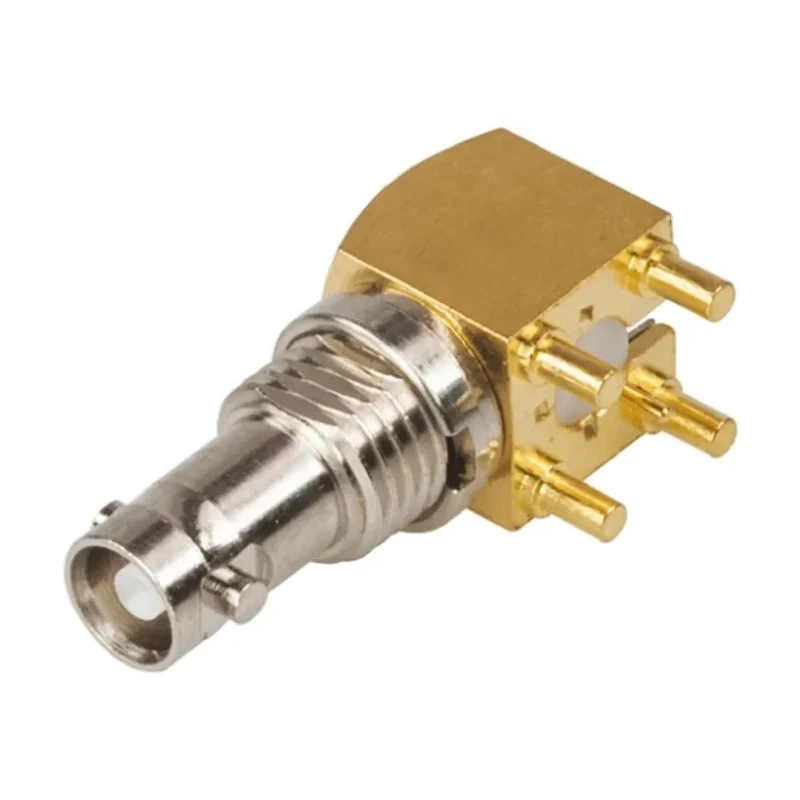 Amphenol RF Coaxial Connector Panel Mount Female HD BNC Connector 75 Ω Right Angle Body Through Hole 034-1030