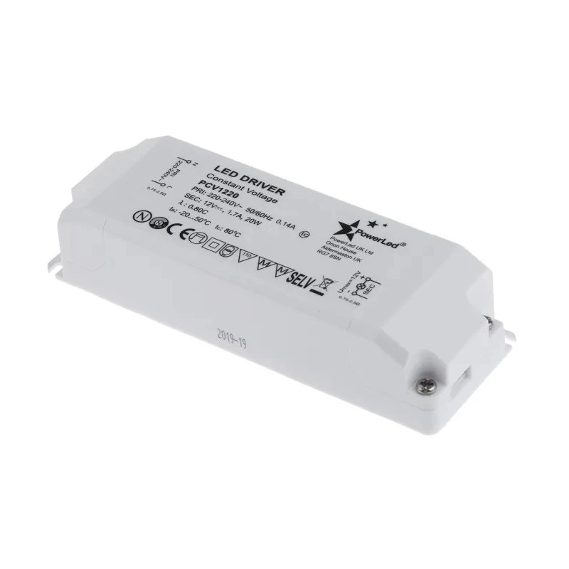 PowerLED 5 Output Constant Voltage LED Driver, 12V Output, 20W Power, 1.7A Current, Screw Mount PCV1220