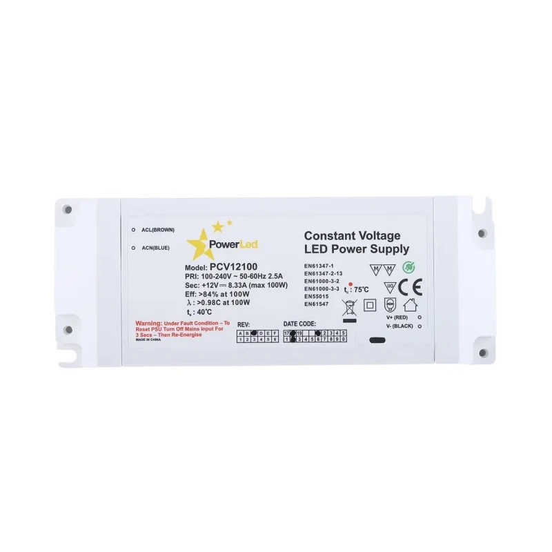 PowerLED 5 Output Constant Voltage LED Driver 12V 100W 8.33A PCV12100