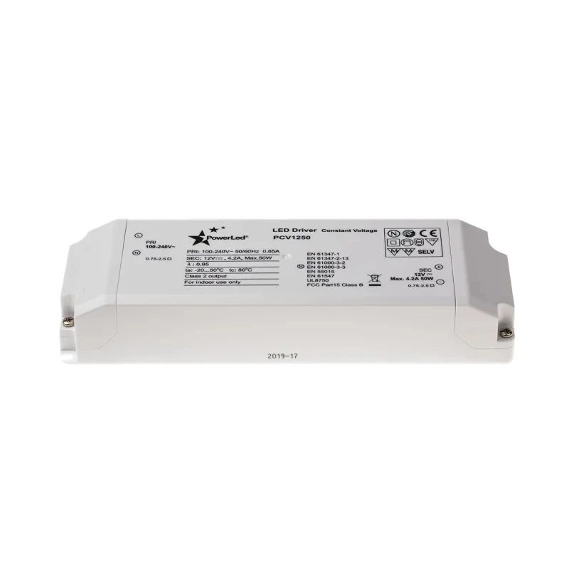 PowerLED 5 Output Enclosed AC-DC Constant Voltage LED Driver 12V 50W 4.2A PCV1250