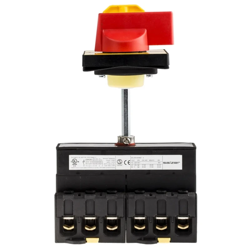 RS PRO 6-Pole DIN Rail Isolator Switch IP65, 80A, 90 kW IP65