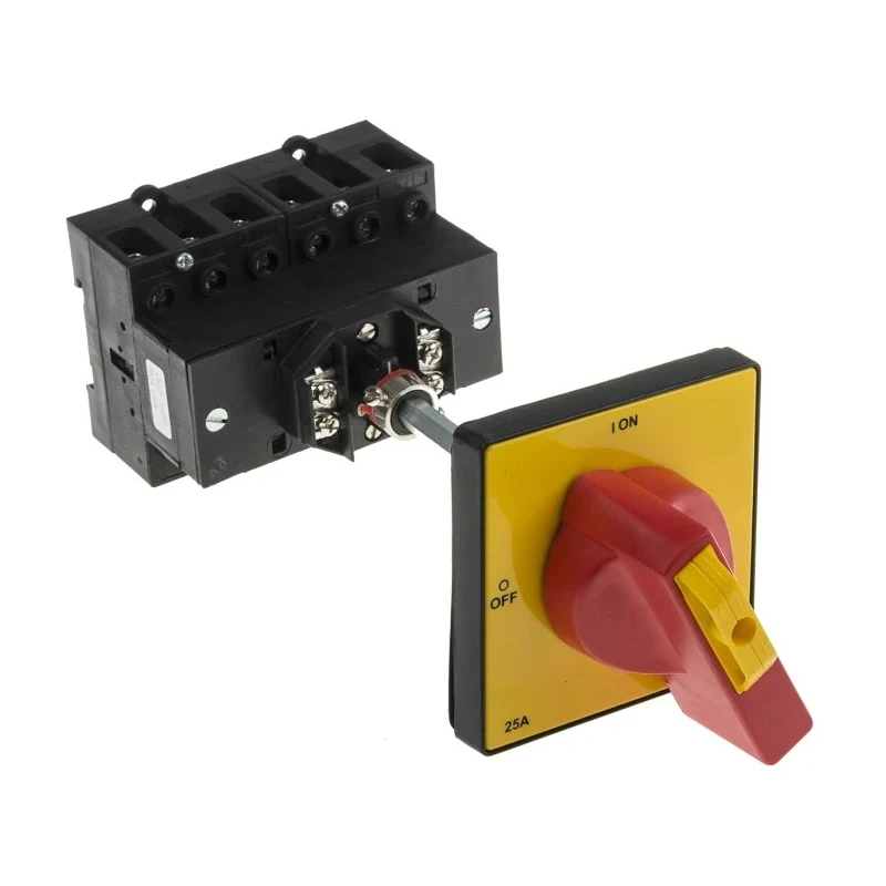 RS PRO 6-Pole DIN Rail Isolator Switch IP65, 32A, 22kW, Red Handle IP65