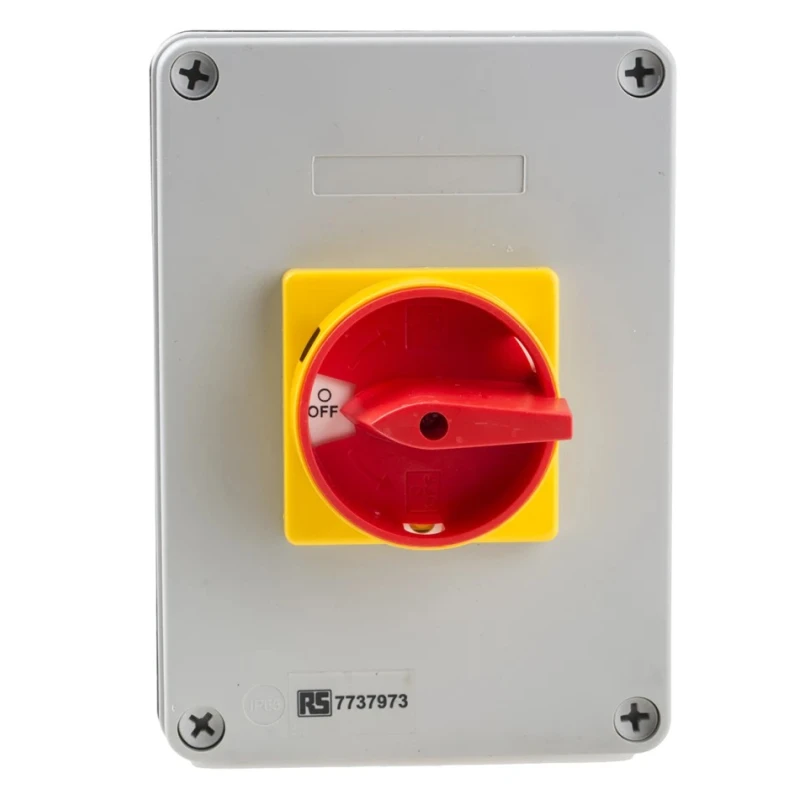 RS PRO 4-Pole Panel Mount Isolator Switch, IP65, 40A, 18.5 kW, Red Handle IP65