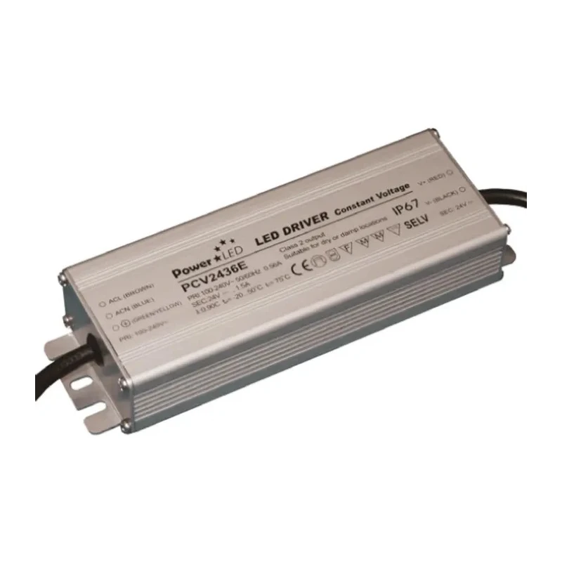 PowerLED IP65 5 Output Constant Voltage LED Driver, 24V, 36 W, 1.67A, Screw Mount 