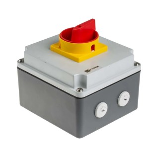 RS PRO 4-Pole Panel Mount Isolator Switch IP65, 25A, 11 kW, 690V AC, Red Handle IP65