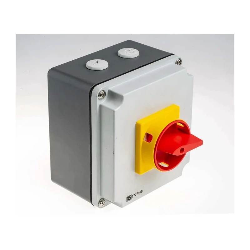 RS PRO 4-Pole Panel Mount Isolator Switch IP65, 25A, 11 kW, 690V AC, Red Handle IP65
