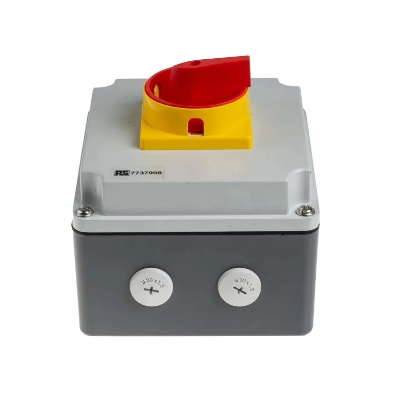 RS PRO 4-Pole Panel Mount Isolator Switch IP65, 25A, 11 kW, 690V AC, Red Handle IP65