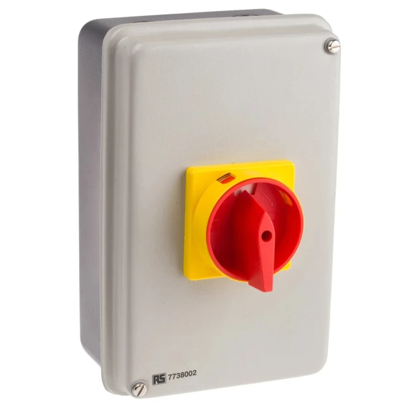 RS PRO 3-Pole Panel Mount Isolator Switch IP54, 25A, 11 kW, 690V AC, Red Handle IP54