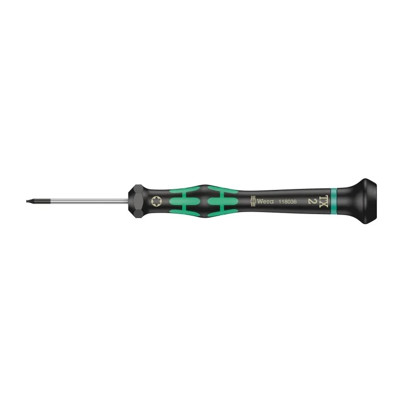 Wera Precision Screwdriver with T2 Tip, 40 mm Chrome Plated Blade, Bi-Material Ergonomic Handle, 137mm Overall 05118036001