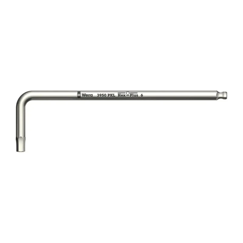 Wera L Metric Hex Key, Stainless Steel, Hex Size 4 mm, Long Arm, Hexagonal Ball End, Czech Republic 05022704001