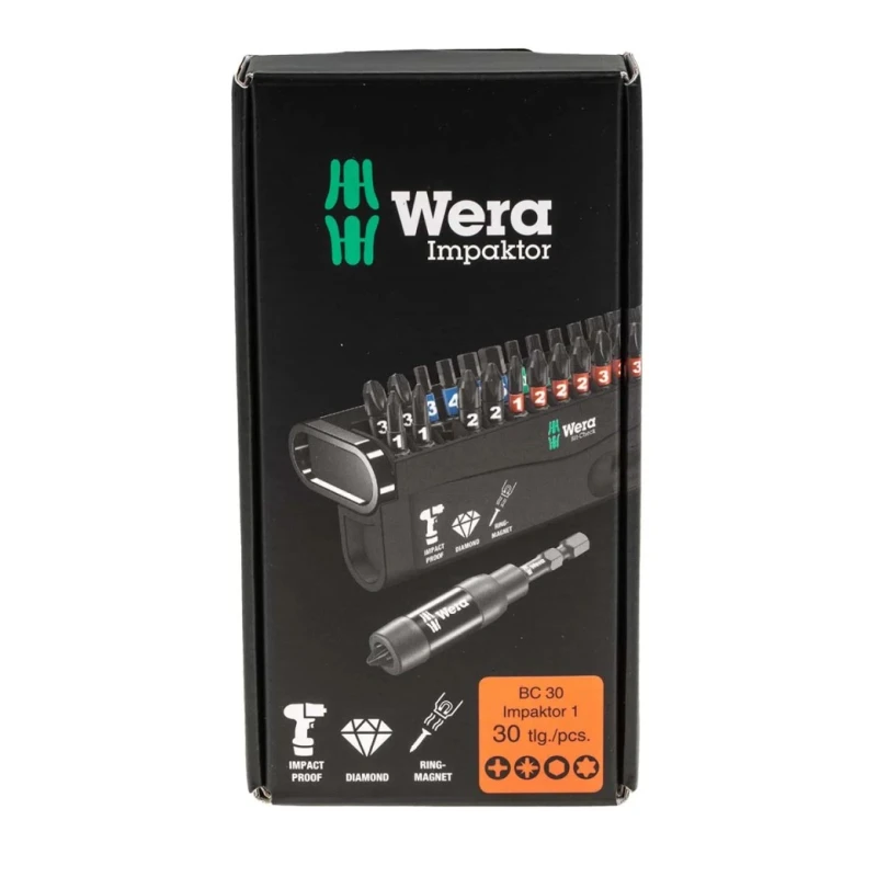 Wera Hex Screwdriver Bit Set Impact Bit Set Diamond Tipped, 31 Pieces 05057690001