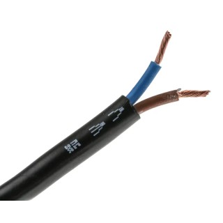 RS PRO 2 Core Power Cable Black 2.5mm² 300/500V PVC Insulated Flexible 70 °C 100m 775-5870