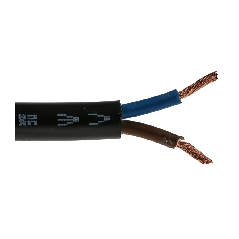 RS PRO 2 Core Power Cable Black 2.5mm² 300/500V PVC Insulated Flexible 70 °C 100m 775-5870