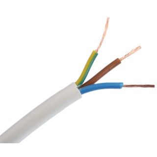 RS PRO 3 Core Power Cable White 0.5mm² 70°C 100m Polyvinyl Chloride 775-6066