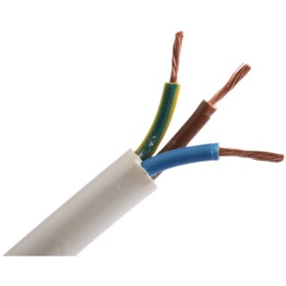 RS PRO 3 Core Power Cable White 1mm² 300-500V 70°C Polyvinyl Chloride 100m 775-6117