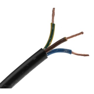 RS PRO 3 Core Power Cable Black 1.25mm² 300/500V Polyvinyl Chloride Jacket 7.6mm Diameter 100 m 70 °C 775-6126