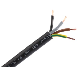 RS PRO 4 Core Power Cable Black 1mm² 300/500V 70°C PVC Jacket 100 m 775-6145