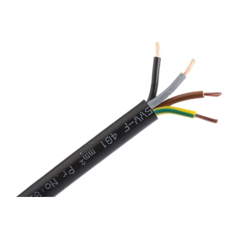 RS PRO 4 Core Power Cable Black 1mm² 300/500V 70°C PVC Jacket 100 m 775-6145