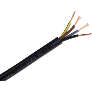 RS PRO 4 Core Power Cable Black 0.75mm² 70 °C 100 m Polyvinyl Chloride 775-6148