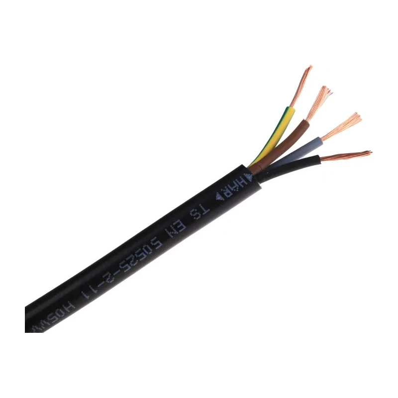 RS PRO 4 Core Power Cable Black 0.75mm² 70 °C 100 m Polyvinyl Chloride 775-6148