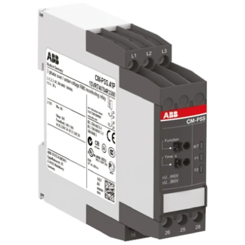 ABB 3 Phase Monitoring Relay, 342 to 418 VAC Monitor Range, DPDT Contact Configuration, DIN Rail 1SVR730784R2300 CM-PSS.31S