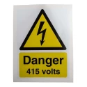 RS PRO Vinyl Safety Label Danger 415 Volts Text 200 mm x 150 mm 776-0964