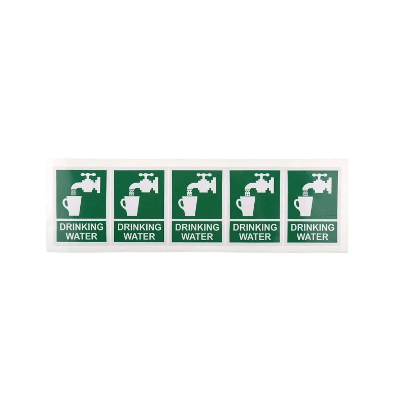 RS PRO Vinyl White and Green Drinking Water Symbol and Text First Aid Sign 70mm Height 50mm Width 776-0976