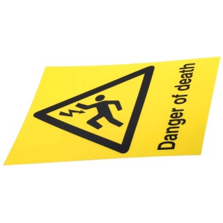 RS PRO Black Yellow Polycarbonate Safety Label Danger of Death 400mm x 300mm 776-0989