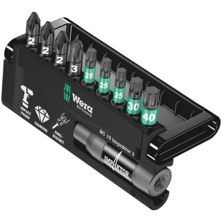 Wera Hex Hex Screwdriver Bit Set, Impactor 10 Pieces 1/4 in Drive 75mm Length 05057683001