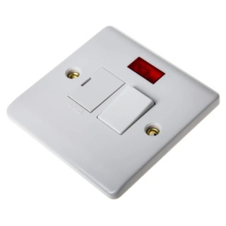 RS PRO 13A 1 Gang Switched Fused Spur BS 1363 White Matt Finish Wave Line Series 775-8080