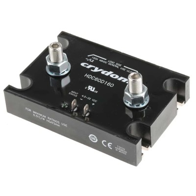 Crydom Panel Mount Solid State Relay 160 A Load, 48 V dc Load, 32V dc Control HDC60D160