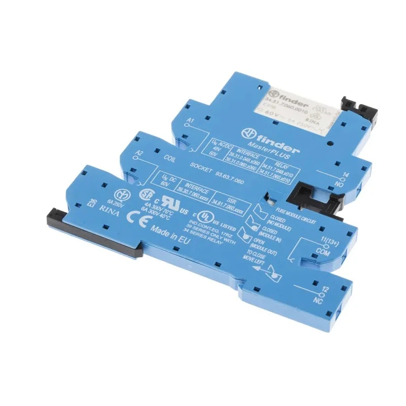 Finder 39 Series Interface Relay DIN Rail Mount 60V AC/DC Coil Voltage SPDT Contact Configuration 39.31.0.060.0060