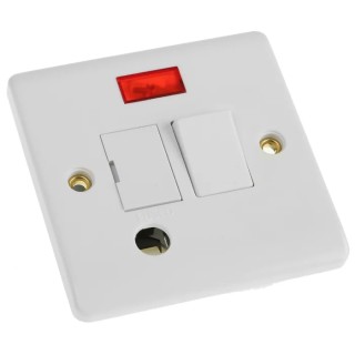 RS PRO 13A 2 Gang Switched Fused Spur Urea Formaldehyde Matt White 85.6x85.6x33mm 775-8084