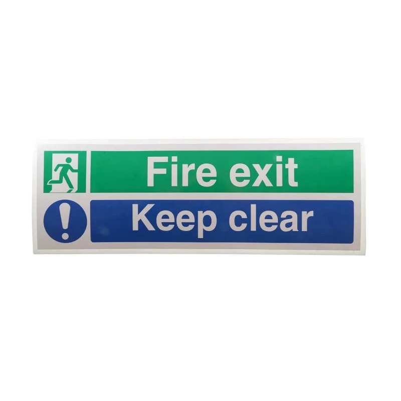 RS PRO Vinyl Fire Safety Sign Fire Exit Keep Clear Self-Adhesive Green Blue 150mm x 450mm 776-0960