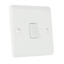 RS PRO White 2 Way Rocker Light Switch 1 Gang 250V 10A Urea Formaldehyde Matt Finish 775-8090