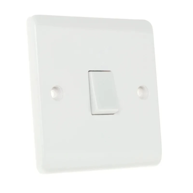 RS PRO White 2 Way Rocker Light Switch 1 Gang 250V 10A Urea Formaldehyde Matt Finish 775-8090