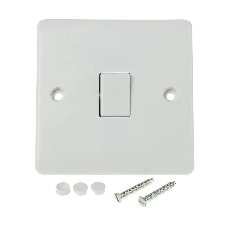 RS PRO White 2 Way Rocker Light Switch 1 Gang 250V 10A Urea Formaldehyde Matt Finish 775-8090