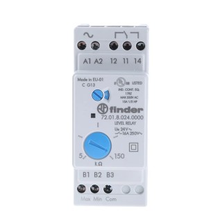 Finder Monitoring Relay, 1 Phase, SPDT Contact Configuration, DIN Rail Mount, 24V AC/DC Supply, 1.5W Power 72.01.8.024.0000