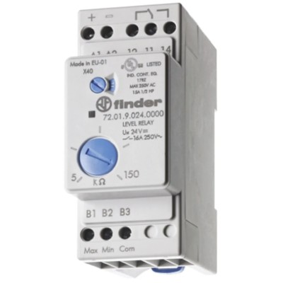 Finder Monitoring Relay 1 Phase SPDT DIN Rail Mount 24V AC DC 1.5W Power Consumption 72.01.8.125.0000