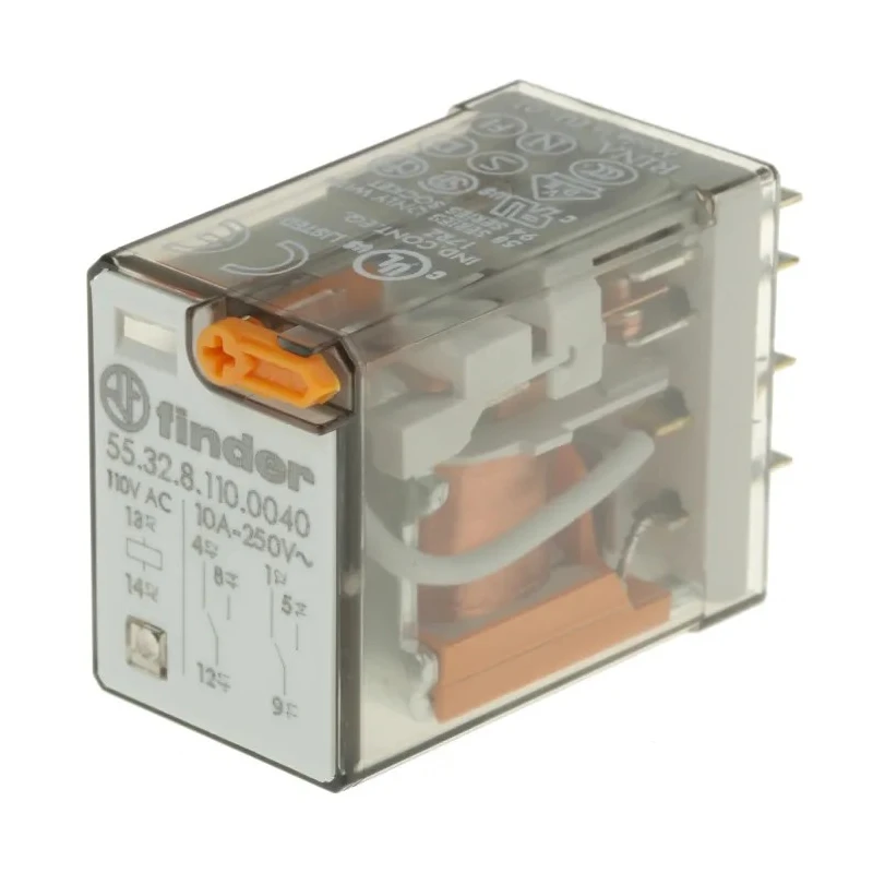 Finder Power Relay 110V AC Coil 10A Switching Current DPDT Contact Configuration Model 55.32.8.110.0040