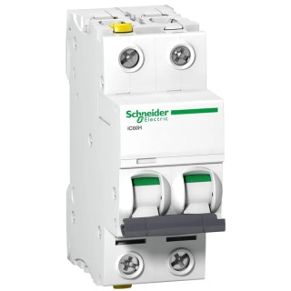 Schneider Electric Acti9 iC60H Miniature Circuit Breaker, 2-Pole, 16A, Type C, 440V AC, 125V DC, 10 kA Breaking A9F07216