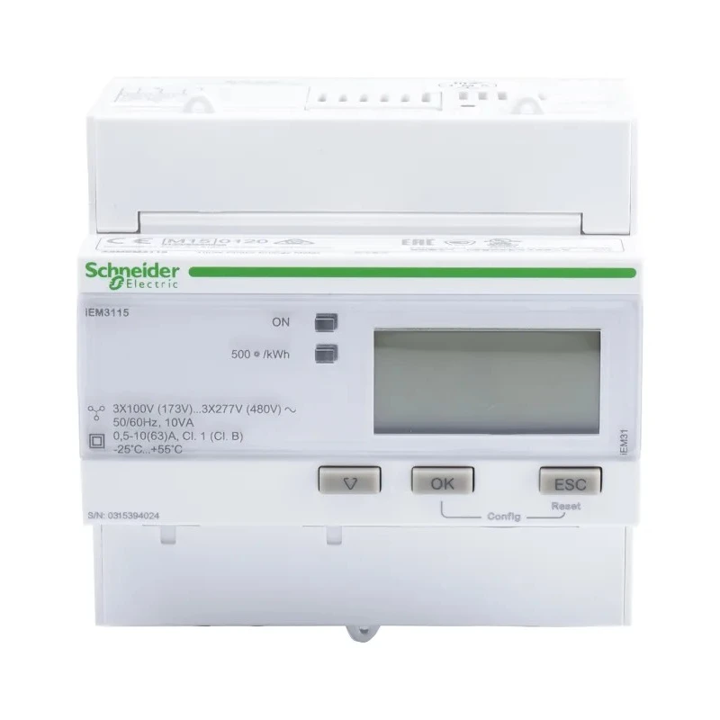 Schneider Electric 3 Phase LCD Energy Meter Acti9 iEM Series Model A9MEM3115