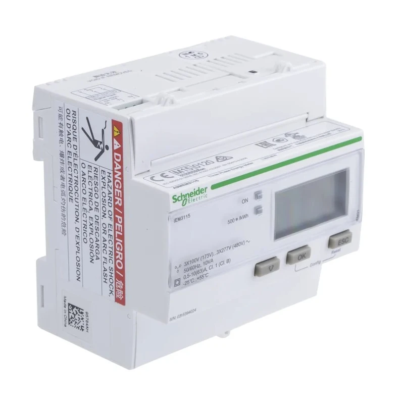 Schneider Electric 3 Phase LCD Energy Meter Acti9 iEM Series Model A9MEM3115