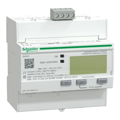 Schneider Electric 3 Phase Digital LCD Energy Meter Acti9 iEM Series A9MEM3255