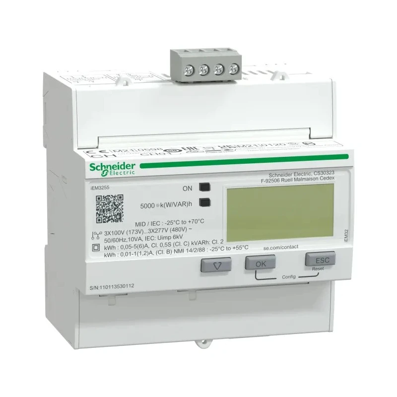 Schneider Electric 3 Phase Digital LCD Energy Meter Acti9 iEM Series A9MEM3255