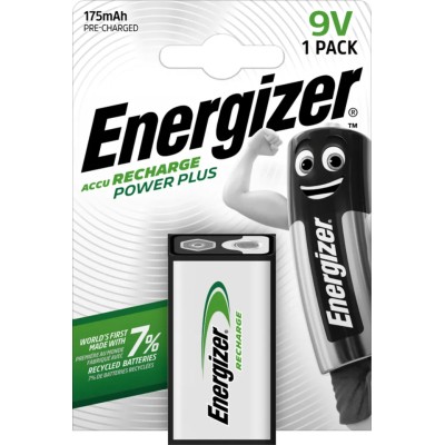 Energizer 9V Rechargeable NiMH Battery 175mAh Capacity Press Stud Termination 0°C to 50°C 7638900138771